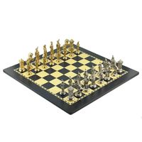 Szachy Italfama Napoleon 10cm | Mosiądz i Nikiel | Włoska Deska 50cm