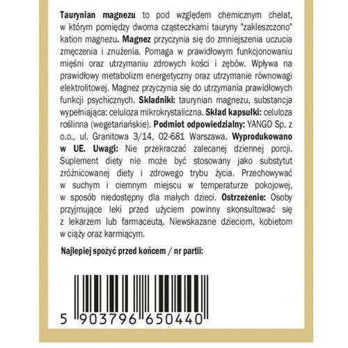 Yango TAURYNIAN MAGNEZU 60 kapsułek na Arena.pl