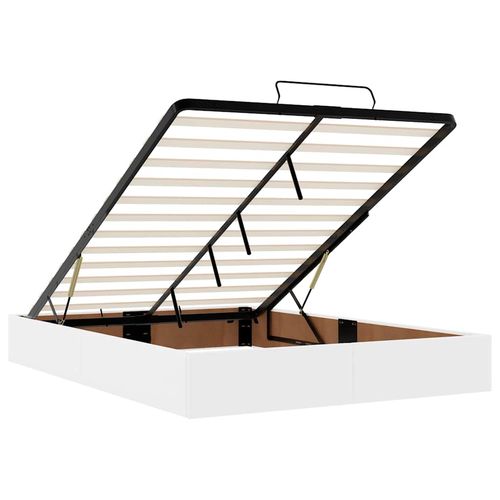 Łóżko otomana z materacami i LED, biała, 140x200cm, ekoskóra na Arena.pl