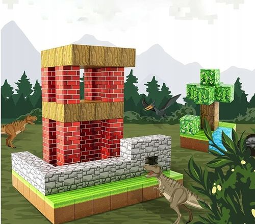 KLOCKI MAGNETYCZNE MINECRAFT DUŻY ZESTAW KONSTRUKCYJNY 100 ELEMENTÓW na Arena.pl