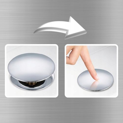 KOREK UMYWALKOWY AUTOMATYCZNY KLIK KLAK AUTO BEZ PRZELEWU SREBRNY na Arena.pl