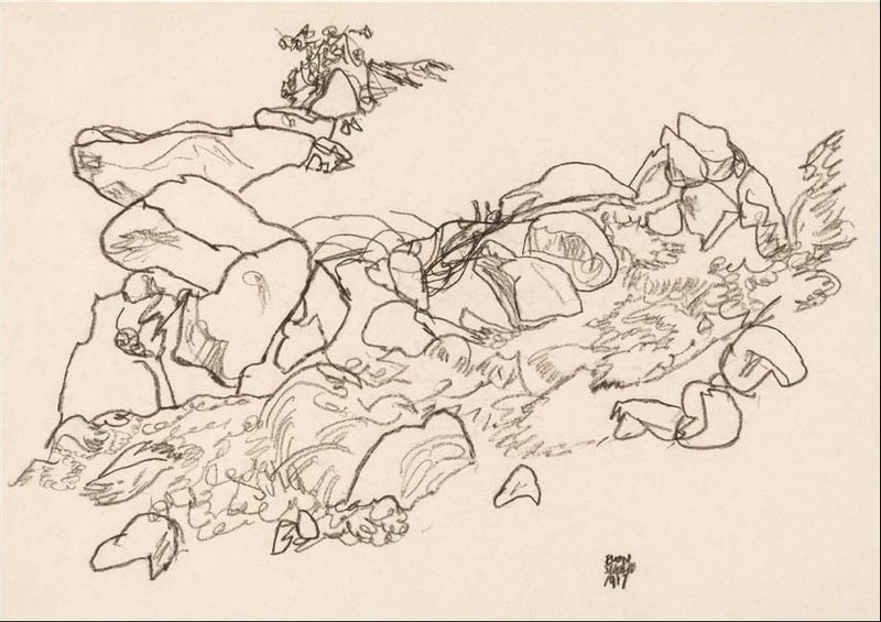 Mountain Stream, Egon Schiele - plakat 70x50 cm zdjęcie 1