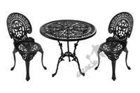 ZESTAW NR 06 - STÓŁ Ø 75 CM + 2 KRZESŁA ŚREDNIE MEBLE OGRODOWE NA TARAS PATIO BALKON ELEGANCKIE RETRO