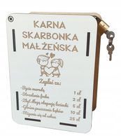 Skarbonka Małżeńska Karna Prezent Rocznica Ślubu + kłódka
