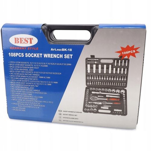 ZESTAW KLUCZY NASADOWYCH KLUCZE NASADOWE 108 EL. na Arena.pl