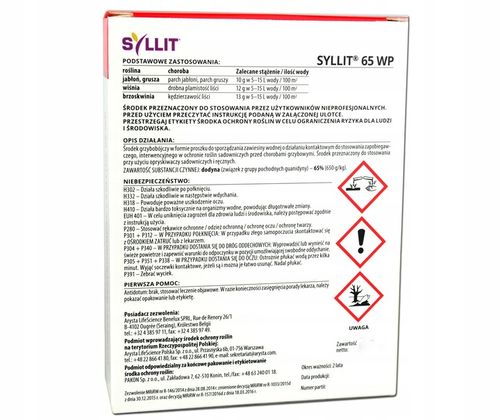 Preparat grzybobójczy SYLLIT Parch Jabłoń Grusza wiśnie czereśnie 65 WP 45g na Arena.pl
