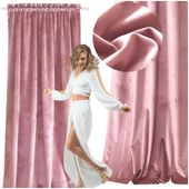 zasłona welurowa na taśmie - różowa