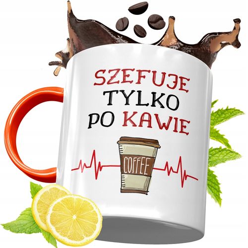 Kubek Pomarańczowy Dla Szefa Prezent Z Nadrukiem Ze Zdjęciem na Arena.pl