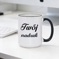 Duży kubek XXL z czarnym uszkiem i rantem z Twoim nadrukiem