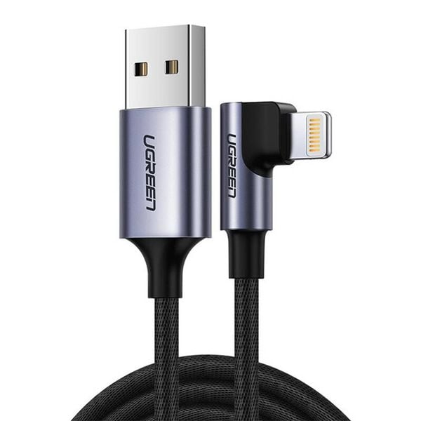Kabel USB do Lightning kątowy UGREEN US299, MFi, 1m (czarny) zdjęcie 1
