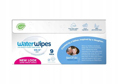 WaterWipes BIO Chusteczki nawilżane 9x60szt. 99,9% wody delikatne na Arena.pl