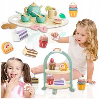KAWIARNIA DLA DZIECI Cukiernia DREWNIANA ZESTAW do Kawy SERWIS Herbaty 23EL