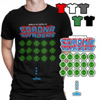 KOSZULKA T-SHIRT MĘSKI WZORY WYBÓR - GRY RETRO corona invader PREZENT - L