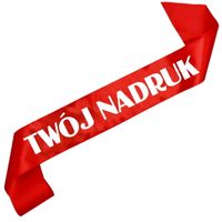 Szarfa czerwona  z Twoim nadrukiem w kolorze białym