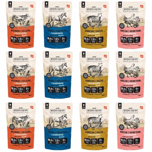 Wiejska Zagroda Karma Mokra dla Kota Mix 12x 100g Bezzbożowa Hipoalergiczna na Arena.pl