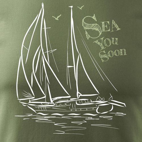 Koszulka żeglarska dla żeglarza z jachtem żaglówką męska khaki REGULAR XXL na Arena.pl