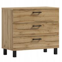 Komoda Nela 60 z 3 szufladami blat 16 dąb craft złoty (W1)