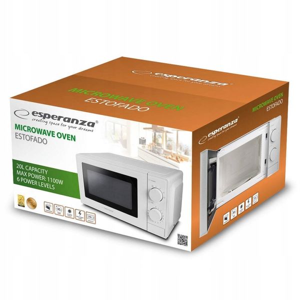 KUCHENKA MIKROFALOWA MIKROFALA 20L MOCNA 700W ESTOFADO BIAŁA ESPERANZA zdjęcie 6