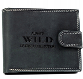 duży portfel męski ze skóry naturalnej zapinany na zatrzask - always wild