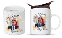 Zestaw Andrzej Duda Pis Prezent Kubek + Skarbonka Z Nadrukiem Ze Zdjęciem