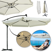 parasol ogrodowy z oświetleniem solar led, wysięgnik i falbanka, kremowy