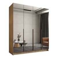 Szafa SANTI III 200 cm z lustrem-pojemna garderoba-CREMONA+ZŁOTY