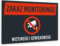 Tabliczka znak informacyjny 20x15 Antracyt ZAKAZ MONITORINGU Nierdzewna