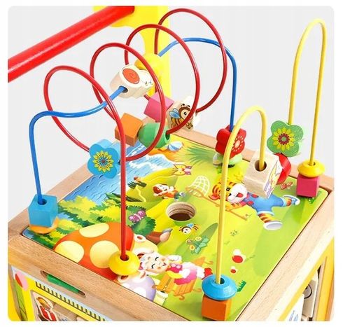 DUŻY DREWNIANY CHODZIK PCHACZ KOSTKA EDUKACYJNA 7w1 MONTESSORI + MULA na Arena.pl