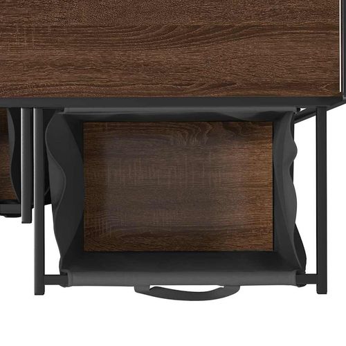 Kosz na pranie 2 przegrody z półką, brązowy dąb na Arena.pl