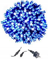 Lampki Choinkowe LED 500 Niebieskie Flash Stałe Gruby Kabel Zewnętrzne IP44