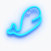 NEON LED NA ŚCIANĘ LAMPA USB NOCNA WIELORYB NIEBIESKI DEKORACJA DO POKOJU OZDOBA