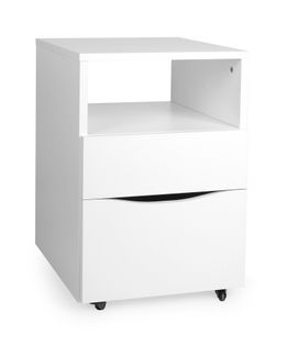 Biała szafka na kółkach - idealna do biurka
