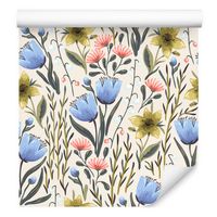 Tapeta kwiaty polne liście rośliny do jadalni