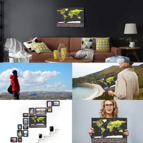 CZARNO-ZŁOTA MAPA ŚWIATA ZDRAPKA SUPER PREZENT na Arena.pl