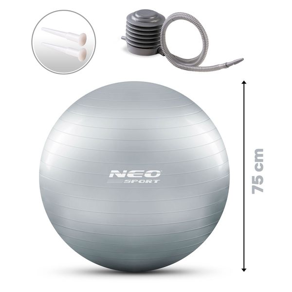 Piłka do ćwiczeń 75 cm NS-952 srebrna zdjęcie 7