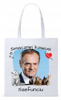Donald Tusk Platforma Torba Eco Biała Shopper Z Nadrukiem Ze Zdjęciem