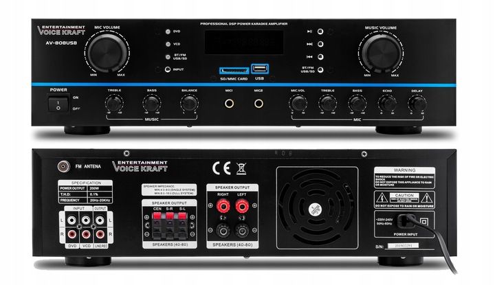 KOLUMNY ESTRADOWE 800W WZMACNIACZ BT USB 5 KANAŁÓW zdjęcie 9