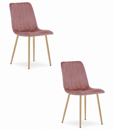 Krzesło LAVA - różowy aksamit / nogi kolor drewna x 2 na Arena.pl