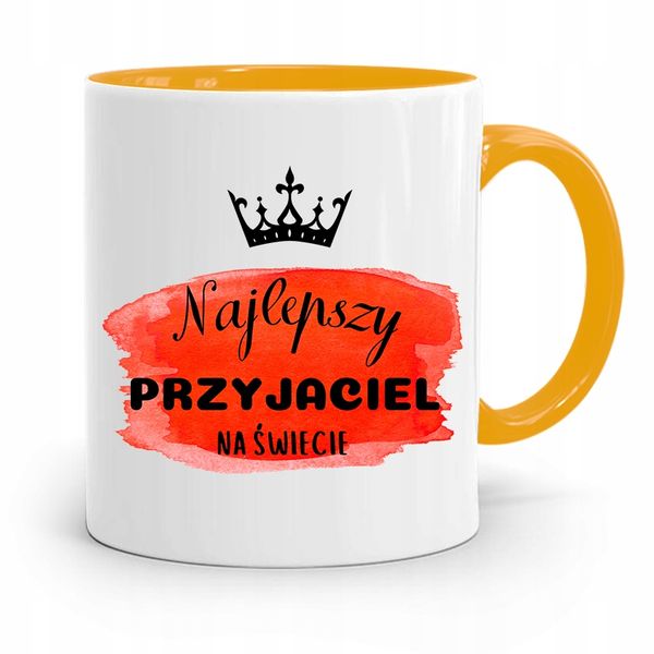 Kubek Żółty Dla Przyjaciela Najlepszy Na Świecie Z Nadrukiem Ze Zdjęciem zdjęcie 1