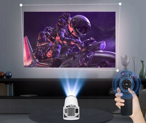 PROJEKTOR RZUTNIK ANDROID TV WIFI FULL HD PRZENOŚNY SMART GŁOŚNIK OBROTOWY na Arena.pl