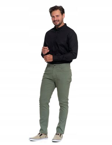 SPODNIE MĘSKIE Eleganckie Chinosy Gładkie z kieszeniami Wygodne MORAJ r. 34 na Arena.pl