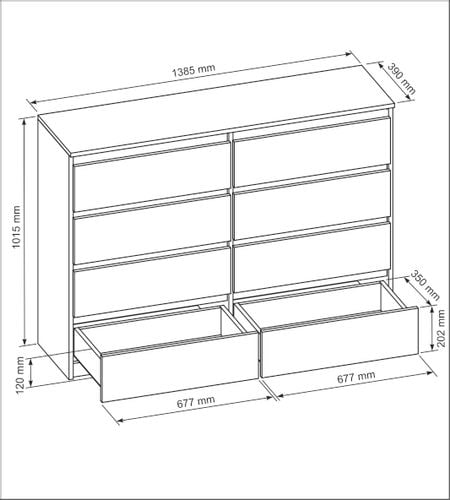 BIAŁA 140 KOMODA 8 SZUFLAD FRONTY WYSOKI POŁYSK na Arena.pl