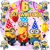 OPŁATEK NA TORT 30CM - MINIONKI BAJKA + IMIĘ + GRATIS! 24CM 26CM