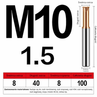 Frez do gwintowania jednoostrzowy Rozmiar: M10x1.5x100L -TiSiN