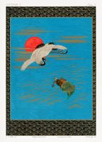 Plakat 13x18cm Lecący Żuraw Indyjski, G.A. Audsley do Salonu