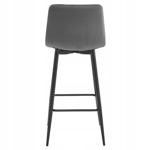 Hoker Barowy Tapicerowany z Oparciem Welurowy Szary do Salonu Wyspy na Arena.pl