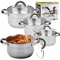 Komplet 4 garnków nierdzewnych+ pokrywki indukcja