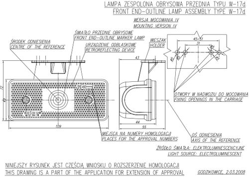 Lampa LED zespolona obrysowa przednia W17D (105KZ) na Arena.pl