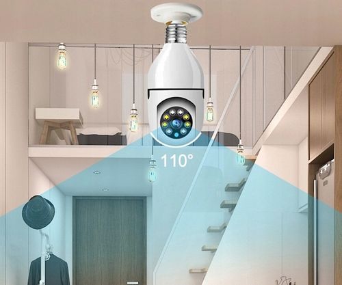 Mini Kamera WiFi w Żarówce Wewnętrzna Android Iphone Obrotowa Żarówka na Arena.pl