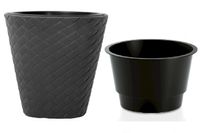 Doniczka pleciona Matuba DBMT300 z wkładem | Antracyt, Kształt Okrągły, Wymiary 30x35 cm, Kolor Antracyt, Prosperplast